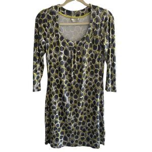 Boden Gray Circle Print Jersey Knit Short Mini 3/4 Sleeve Dress Women’s 8 Medium